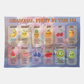 USA Seasonal Fruits Chart Postcard Kitchen Towel