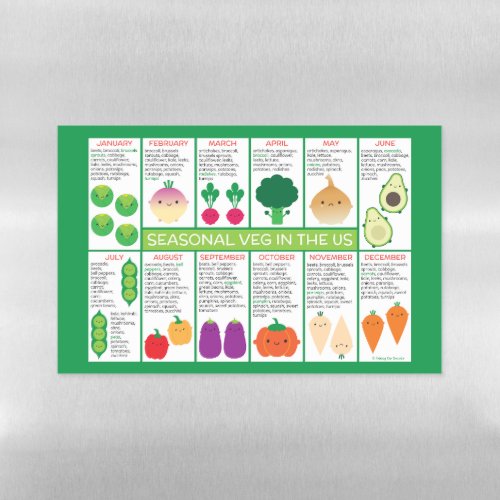 USA Seasonal Vegetables Chart Magnetic Dry Erase Sheet