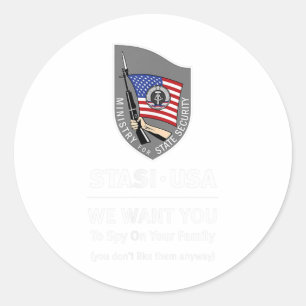 Usa Secret Thought Police East German Surveillance Classic Round Sticker