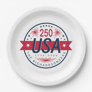 USA Semiquincentennial America's 250th Anniversary Paper Plates