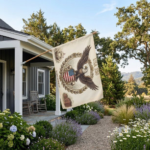 USA Semiquincentennial Anniversary Patriotic Eagle House Flag