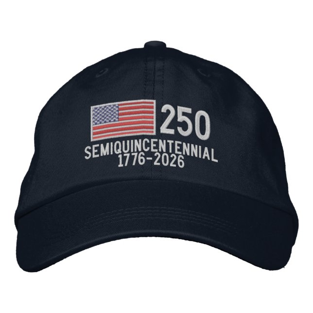 USA Semiquincentennial with American Flag  Embroidered Baseball Cap (Front)