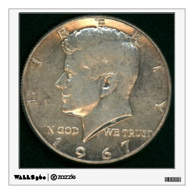 USA Silver Coin Kennedy Half Dollar 1967 - Head Wall Sticker (Front)