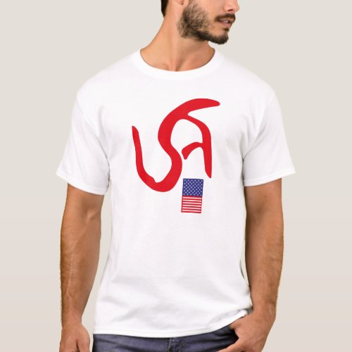 USA Simplified Text and Flag by Masanser T_Shirt