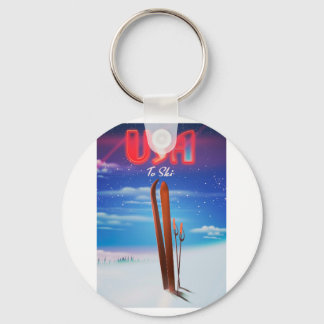 usa ski travel poster keychain