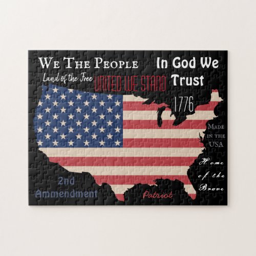 USA Slogan American Flag Map Jigsaw Puzzle