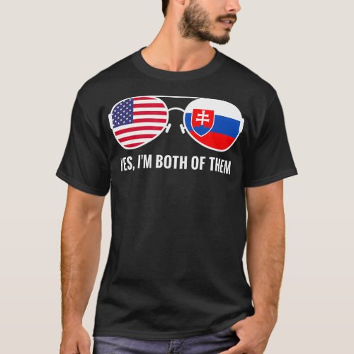 USA Slovakia Flag Sunglasses Slovakian country  T_Shirt