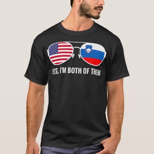 USA Slovenia Flag Sunglasses Slovenian Americans c T_Shirt