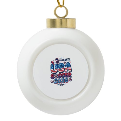 USA Soccer 2026 Soccer Bold Country Typography Tra Ceramic Ball Christmas Ornament