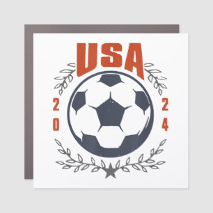 USA Soccer Ball 2024 Stars & Laurel Wreath Vintage Car Magnet