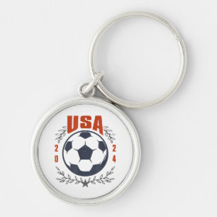 USA Soccer Ball 2024 Stars & Laurel Wreath Vintage Keychain