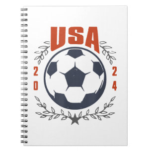 USA Soccer Ball 2024 Stars & Laurel Wreath Vintage Notebook