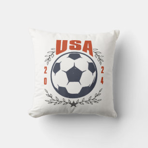USA Soccer Ball 2024 Stars & Laurel Wreath Vintage Throw Pillow