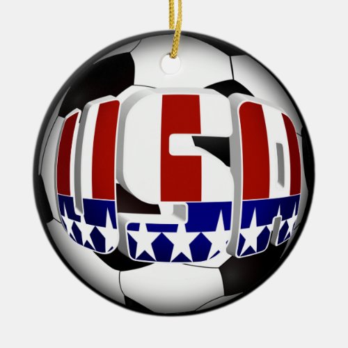 USA Soccer Ball Ceramic Ornament