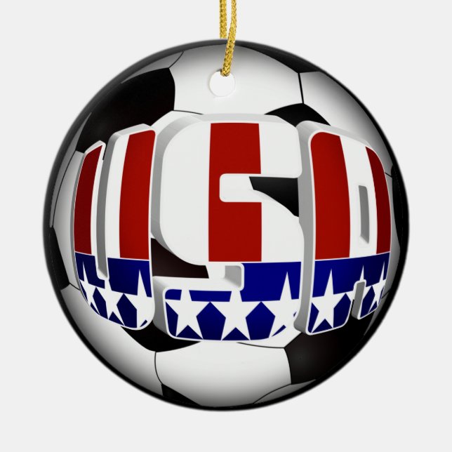 USA Soccer Ball Ceramic Ornament (Front)