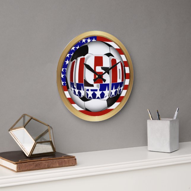 USA Soccer Ball Large Clock (Office)
