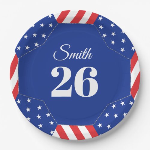 USA Soccer Ball Paper Plates Custom Name Number