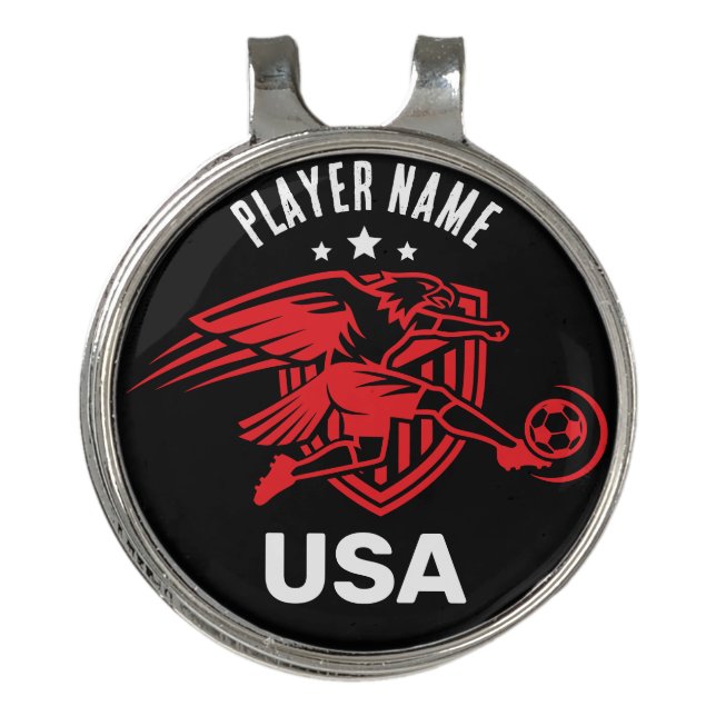 USA Soccer Eagle National Team Patriotic Action Golf Hat Clip (Front)