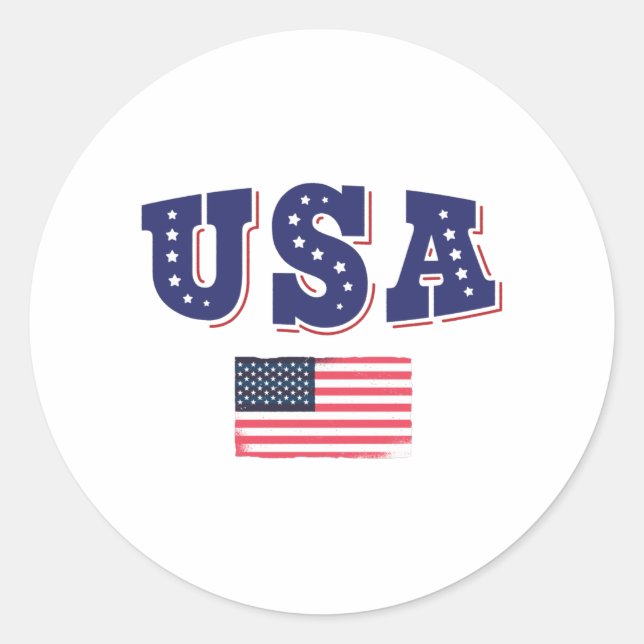 USA Soccer Fan Jersey Shirt American Flag Classic Round Sticker (Front)