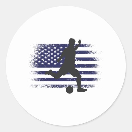 USA Soccer Fan Jersey Shirt American Flag Classic Round Sticker