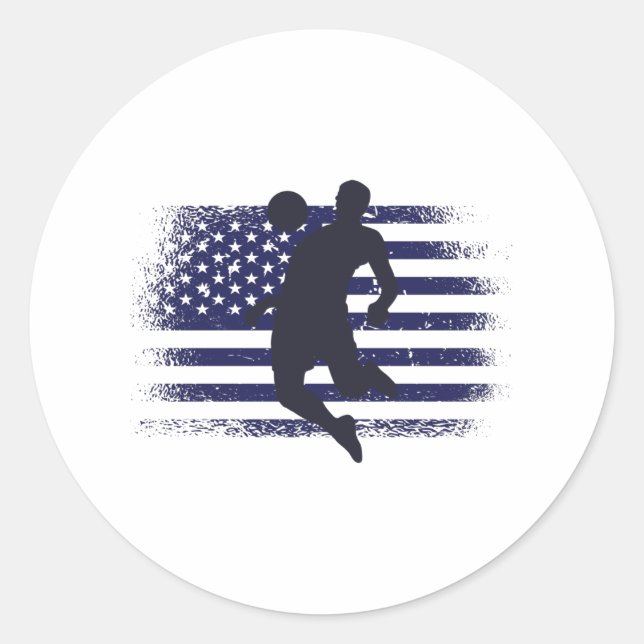 USA Soccer Fan Jersey Shirt American Flag Classic Round Sticker (Front)