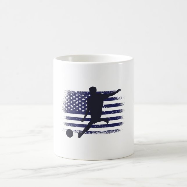 USA Soccer Fan Jersey Shirt American Flag Coffee Mug (Center)