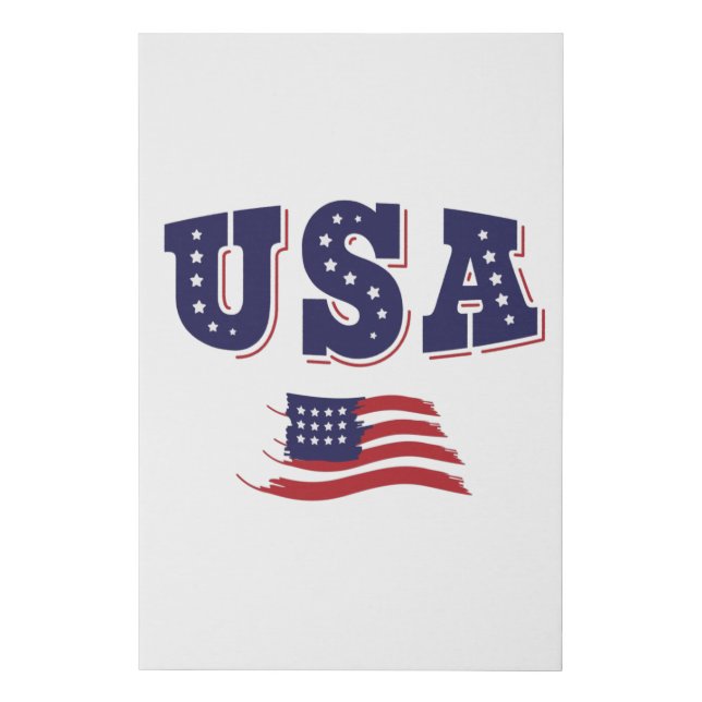USA Soccer Fan Jersey Shirt American Flag Faux Canvas Print (Front)