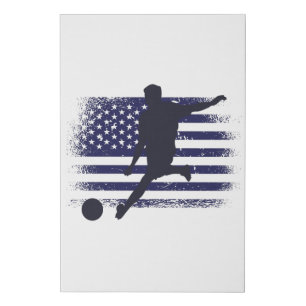 USA Soccer Fan Jersey Shirt American Flag Faux Canvas Print