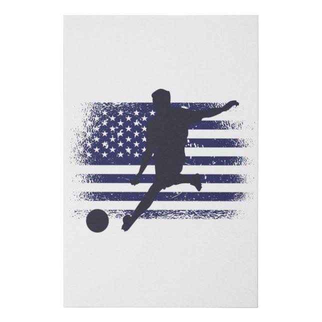 USA Soccer Fan Jersey Shirt American Flag Faux Canvas Print (Front)