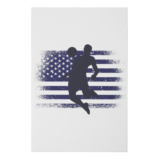 USA Soccer Fan Jersey Shirt American Flag Faux Canvas Print (Front)