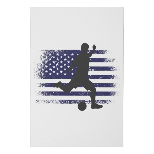 USA Soccer Fan Jersey Shirt American Flag Faux Canvas Print (Front)