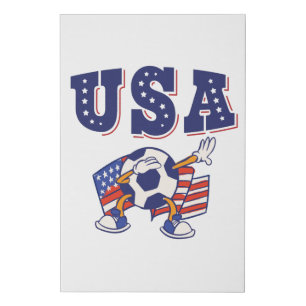 USA Soccer Fan Jersey Shirt American Flag Faux Canvas Print