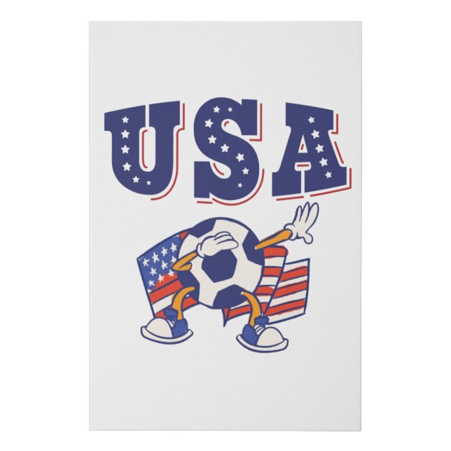 USA Soccer Fan Jersey Shirt American Flag Faux Canvas Print (Front)