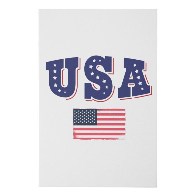 USA Soccer Fan Jersey Shirt American Flag Faux Canvas Print (Front)