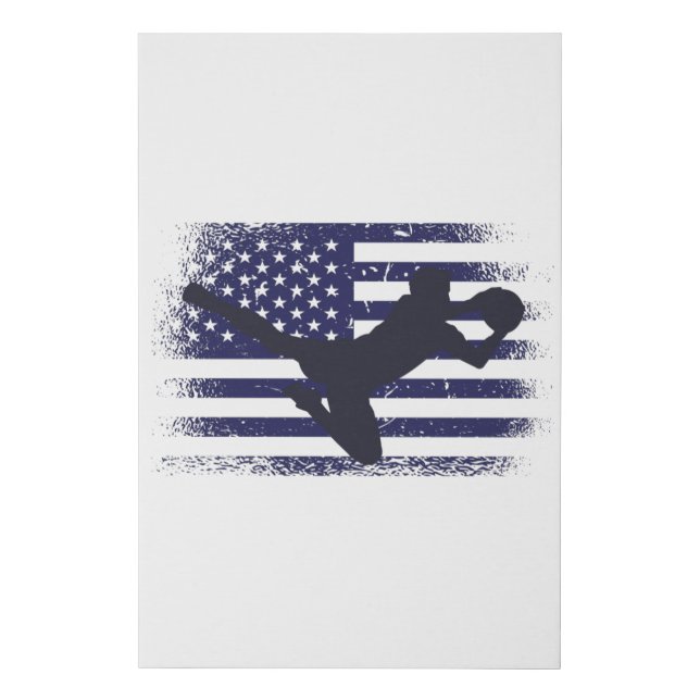 USA Soccer Fan Jersey Shirt American Flag Faux Canvas Print (Front)