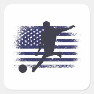 USA Soccer Fan Jersey Shirt American Flag Square Sticker