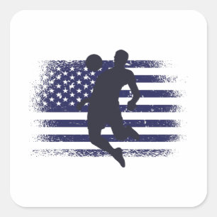 USA Soccer Fan Jersey Shirt American Flag Square Sticker
