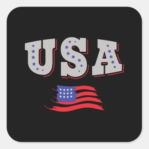 USA Soccer Fan Jersey Shirt American Flag Square Sticker