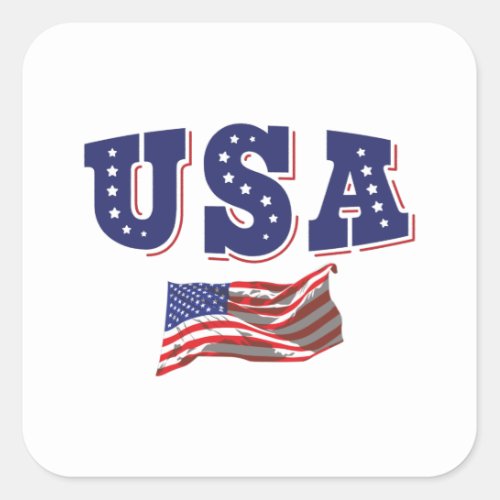 USA Soccer Fan Jersey Shirt American Flag Square Sticker