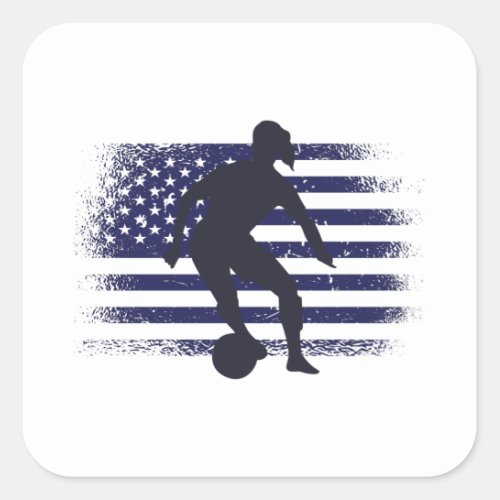 USA Soccer Fan Jersey Shirt American Flag Square Sticker