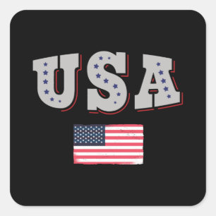 USA Soccer Fan Jersey Shirt American Flag Square Sticker