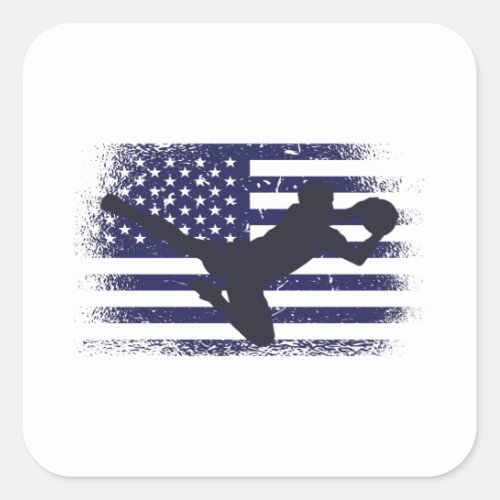 USA Soccer Fan Jersey Shirt American Flag Square Sticker