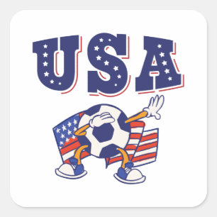 USA Soccer Fan Jersey Shirt American Flag Square Sticker