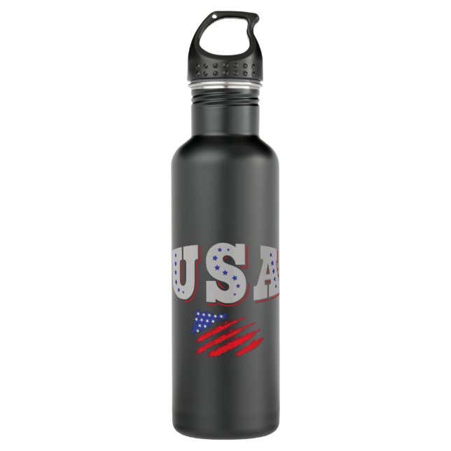 USA Soccer Fan Jersey Shirt American Flag Stainless Steel Water Bottle (Front)