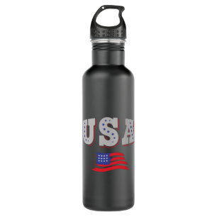 USA Soccer Fan Jersey Shirt American Flag Stainless Steel Water Bottle