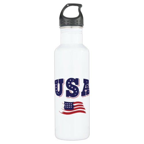 USA Soccer Fan Jersey Shirt American Flag Stainless Steel Water Bottle