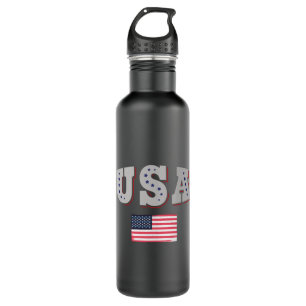 USA Soccer Fan Jersey Shirt American Flag Stainless Steel Water Bottle