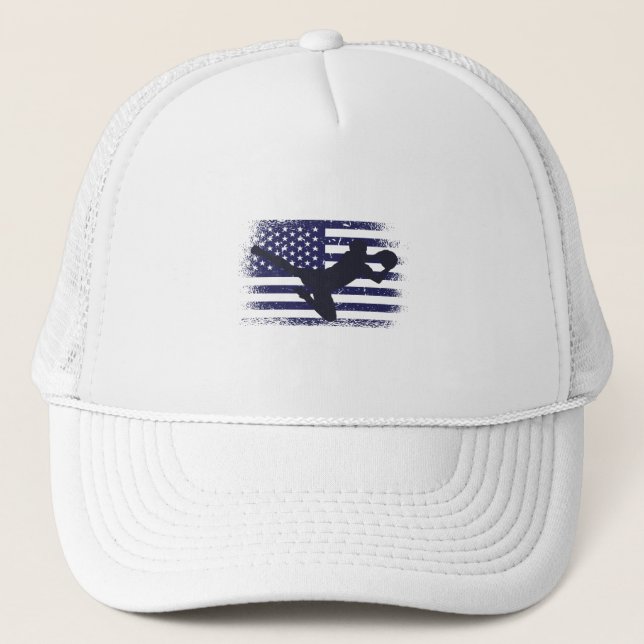 USA Soccer Fan Jersey Shirt American Flag Trucker Hat (Front)