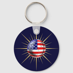 USA Soccer fanatics futbol US flag ball Keychain