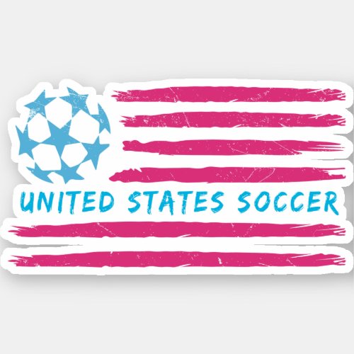 USA Soccer Flag in pink and blue Sticker